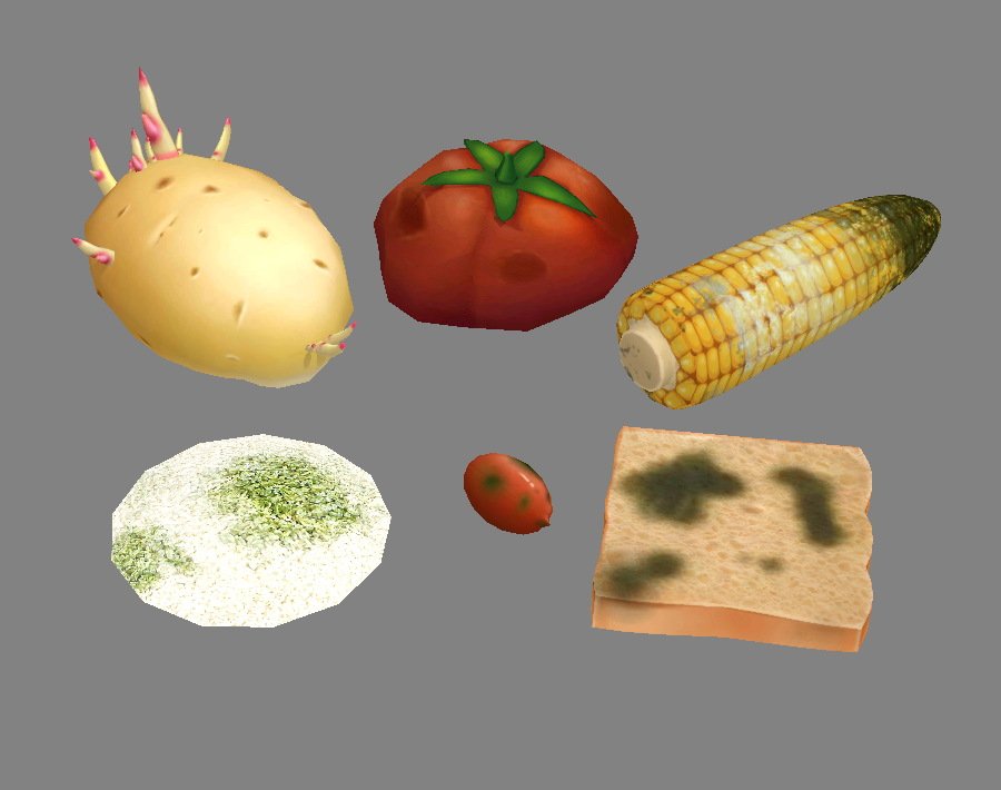 3d models food. Vegetables 3d. Spoiled Vegetables.