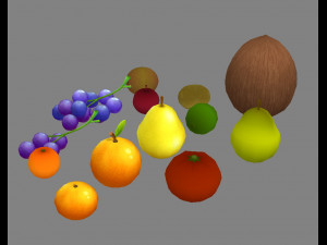 cartoon fruits - grapes-orange-lemon-pear-coconut-kiwi-tomato 3D 模型