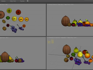 cartoon fruits - grapes-orange-lemon-pear-coconut-kiwi-tomato 3D Model
