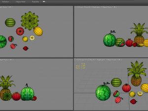 cartoon fruits - lemon-watermelon-pineapple-strawberry-hami Modèle 3D