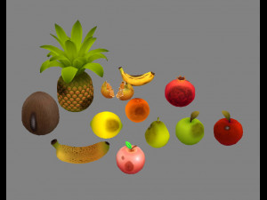 moldy fruits -coconut-banana-pomegranate-apples-pear-orange Modello 3D