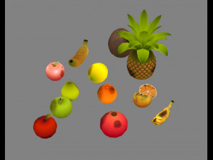 moldy fruits -coconut-banana-pomegranate-apples-pear-orange 3D 模型