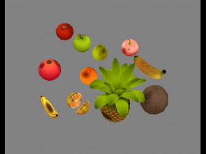moldy fruits -coconut-banana-pomegranate-apples-pear-orange 3D Model