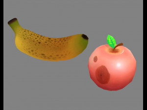 moldy fruits -coconut-banana-pomegranate-apples-pear-orange 3D 模型