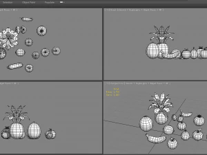 moldy fruits -coconut-banana-pomegranate-apples-pear-orange 3D Model