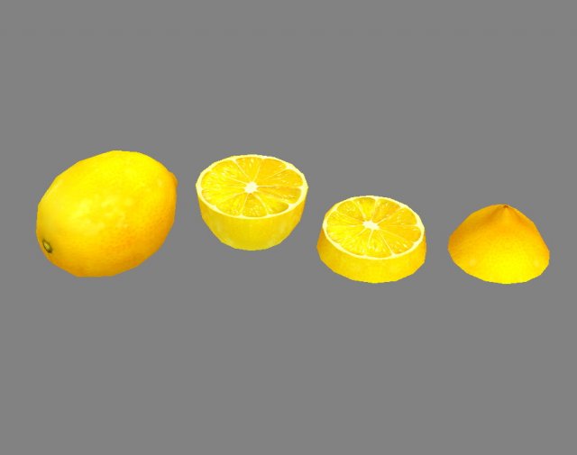cartoon fruit - lemon and slice 3D Model .c4d .max .obj .3ds .fbx .stl .blend 