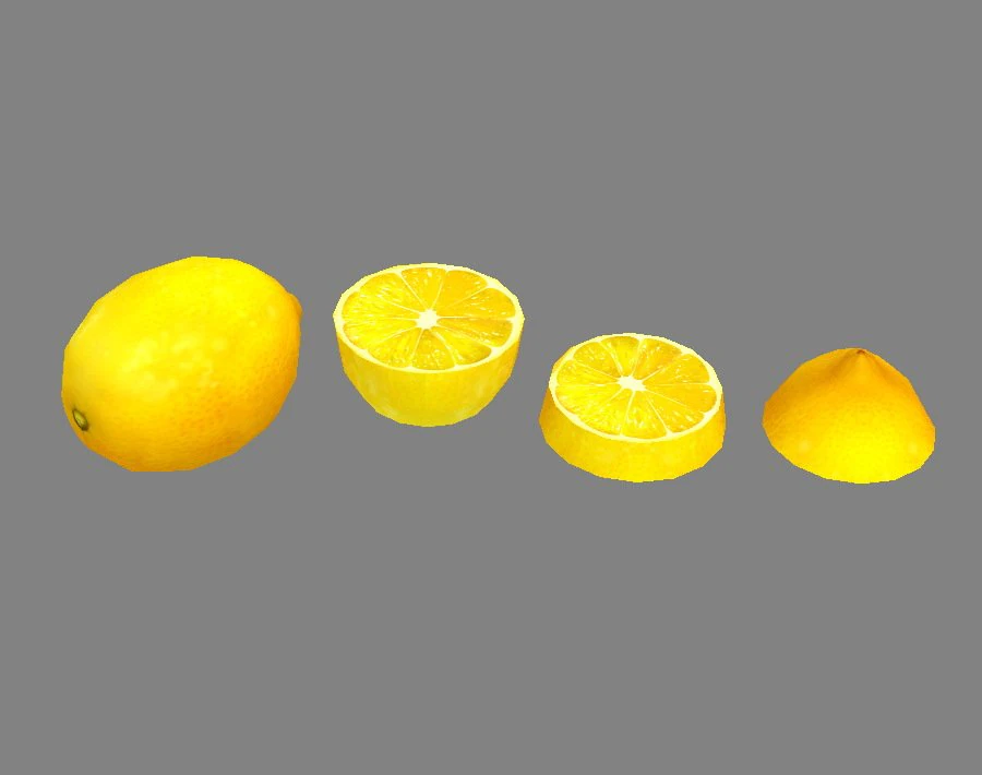 cartoon fruit - lemon and slice 3D Model .c4d .max .obj .3ds .fbx .stl .blend 