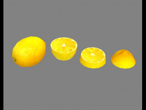 cartoon fruit - lemon and slice 3D Model