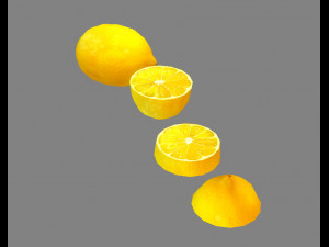 cartoon fruit - lemon and slice 3D Model
