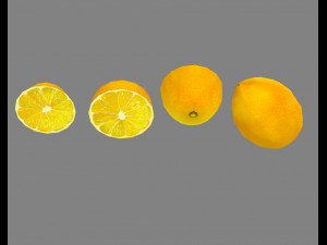 cartoon fruit - lemon and slice 3D Model
