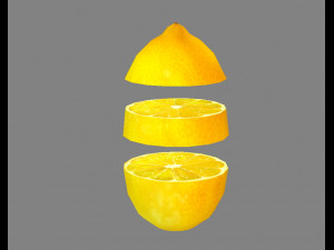 cartoon fruit - lemon and slice 3D Model