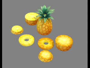cartoon fruit - pineapple and slice 3D Модель