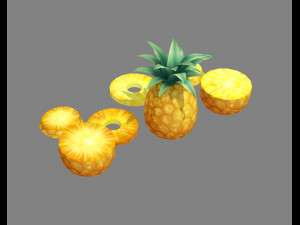 cartoon fruit - pineapple and slice 3D Модель