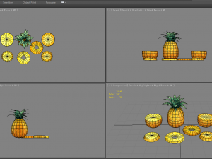 cartoon fruit - pineapple and slice 3D Модель