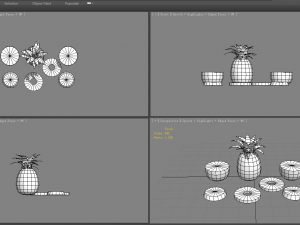 cartoon fruit - pineapple and slice 3D Модель