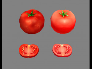 cartoon vegetable - tomato and slice Modelo 3D