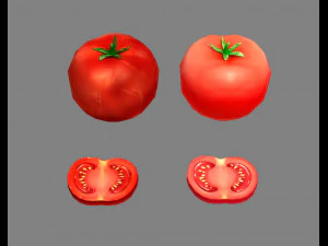 sayuran kartun - tomat dan irisan Model 3D