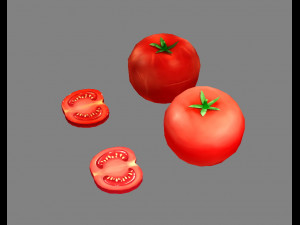 cartoon vegetable - tomato and slice 3D Model
