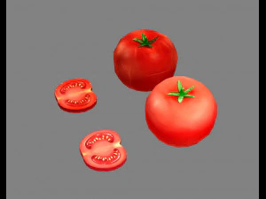 cartoon vegetable - tomato and slice 3D Model