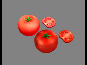 cartoon vegetable - tomato and slice 3D Model