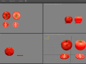 cartoon vegetable - tomato and slice 3D Model