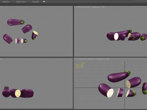 cartoon vegetable - purple eggplant and slice 3D Modell