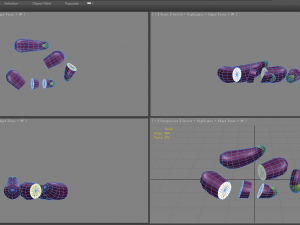 cartoon vegetable - purple eggplant and slice 3D Modell