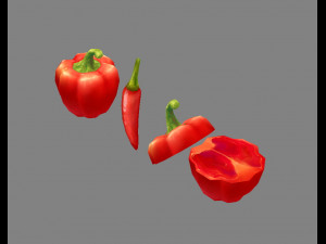 cartoon vegetable - red chilli and slice 3D Модель