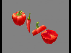 cartoon vegetable - red chilli and slice 3D Model