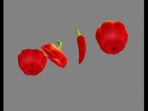 cartoon vegetable - red chilli and slice 3D Модель