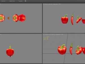 cartoon vegetable - red chilli and slice 3D Модель