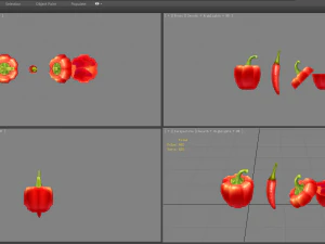 cartoon vegetable - red chilli and slice 3D Model