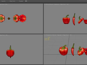 cartoon vegetable - red chilli and slice 3D Model