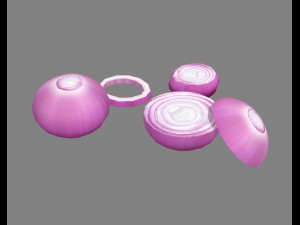 cartoon vegetable - onion and slice Model 3D