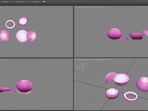 cartoon vegetable - onion and slice Model 3D
