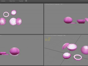 cartoon vegetable - onion and slice 3D Model