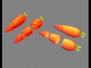 vegetal de desenho animado - cenoura e fatia Modelo 3D