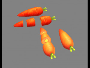 cartoon vegetable - carrot and slice 3D Модель