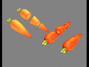 cartoon vegetable - carrot and slice 3D Модель