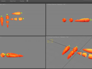 cartoon vegetable - carrot and slice 3D Model