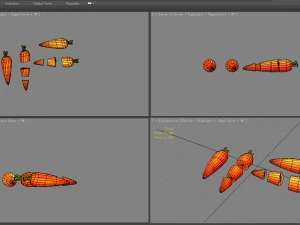 cartoon vegetable - carrot and slice 3D Model