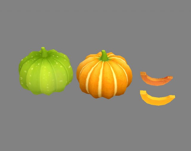 cartoon vegetable - pumpkin and piece 3D मॉडल .c4d .max .obj .3ds .fbx .stl .blend 