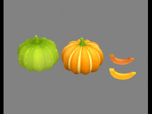 cartoon vegetable - pumpkin and piece 3D मॉडल