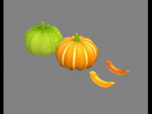 cartoon vegetable - pumpkin and piece 3D मॉडल