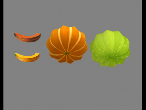 cartoon vegetable - pumpkin and piece 3D मॉडल