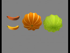 verdura del fumetto - zucca e pezzo Modello 3D