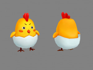 cartoon baby chicken - newly hatched chick 3D Model