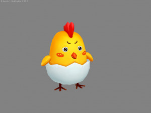 cartoon baby chicken - newly hatched chick Model 3D