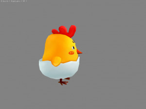 cartoon baby chicken - newly hatched chick Model 3D