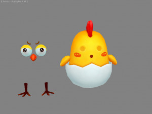 cartoon baby chicken - newly hatched chick Model 3D